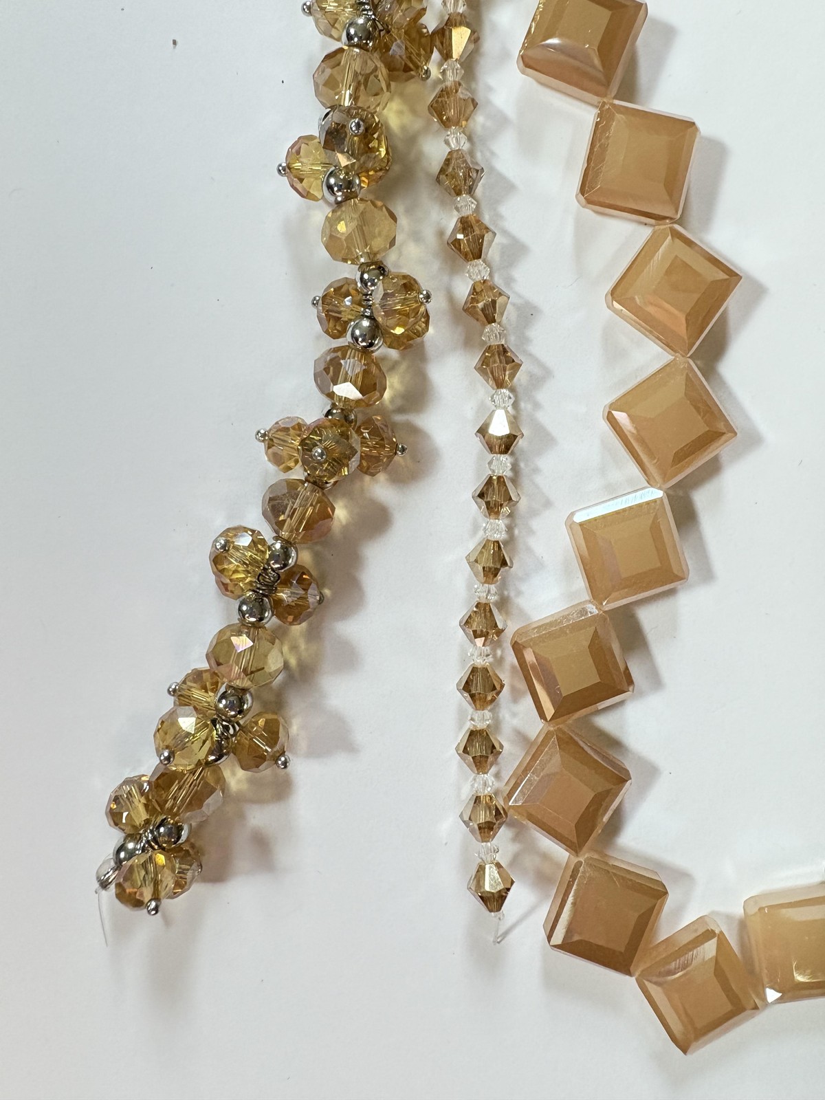 hildie & jo Glass Beads Lot of 3 Strands Faceted Bicone Square Amber Jewelry