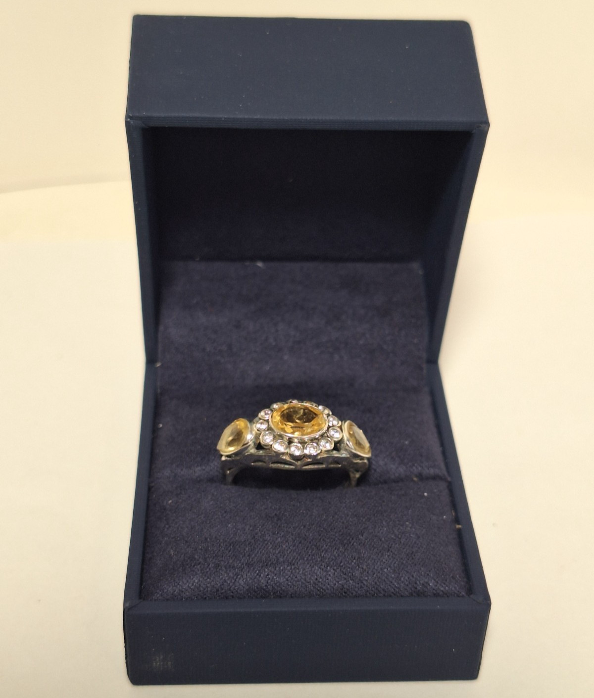 .925 Sterling Silver & 1.44 Ct Genuine Golden Citrine Dinner Ring