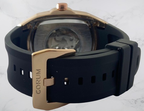 Beautiful Corum Skeleton Black Dial Automatic Working Wristwatch Rubber Strap