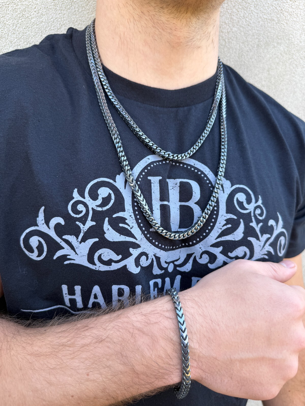 Handmade Franco Chain Necklace Black Rhodium Over Real 925 Silver Box Lock 6mm