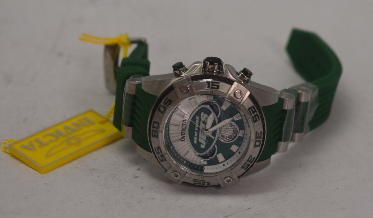 Invicta New York Jets VD5 Chronograph Wristwatch Ladies 43.5mm Stainless Steel