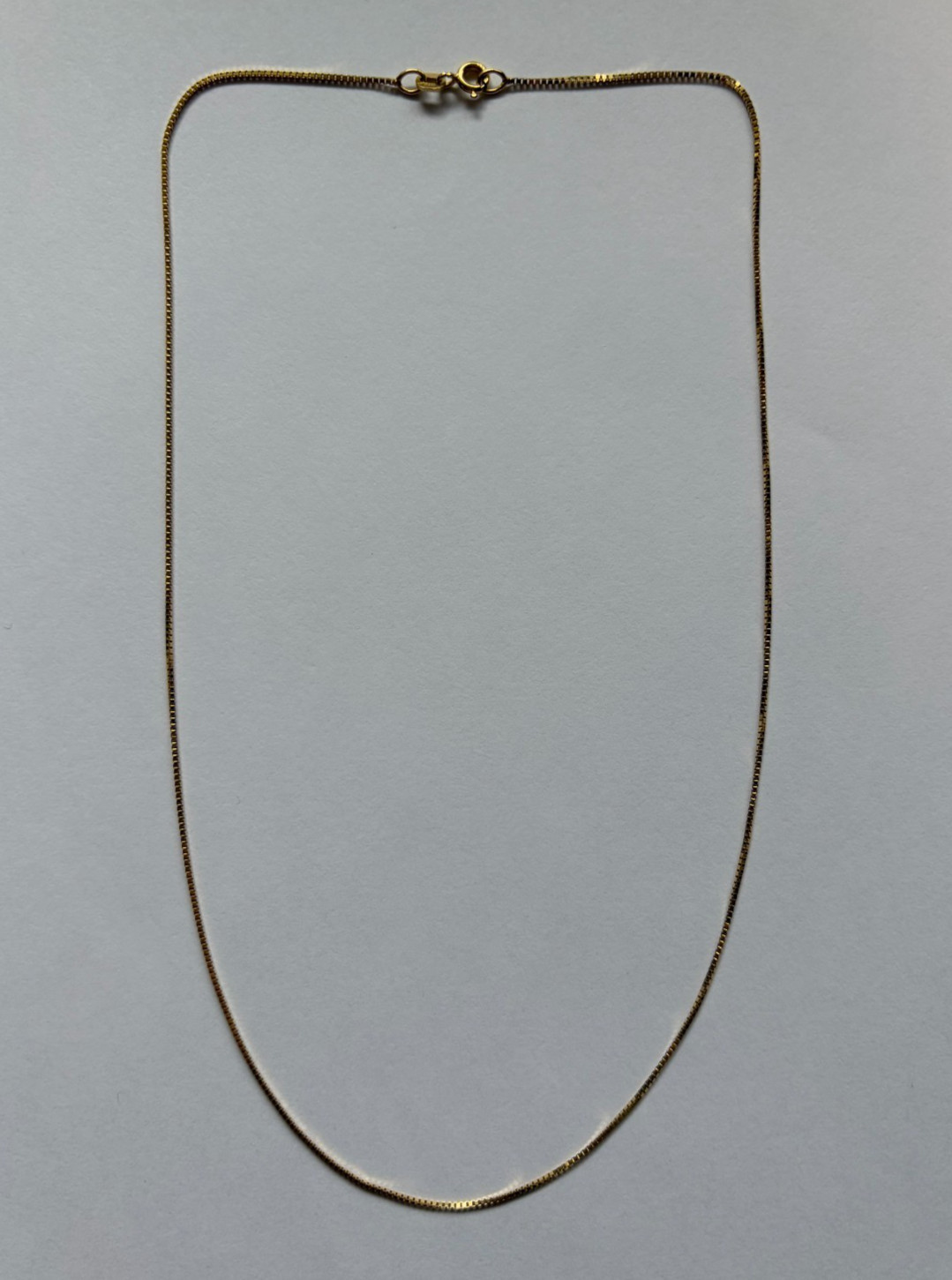 14k Yellow Gold 18″ Italy Box Link Chain 0.8mm with Spring Clasp 2.43 grams