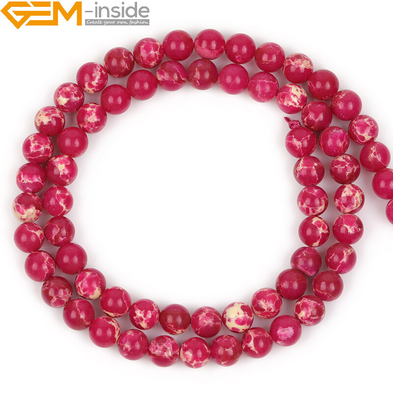 15” Round Assorted Color Stone Beads Natural Sea Sediment Loose Beads Jewelry