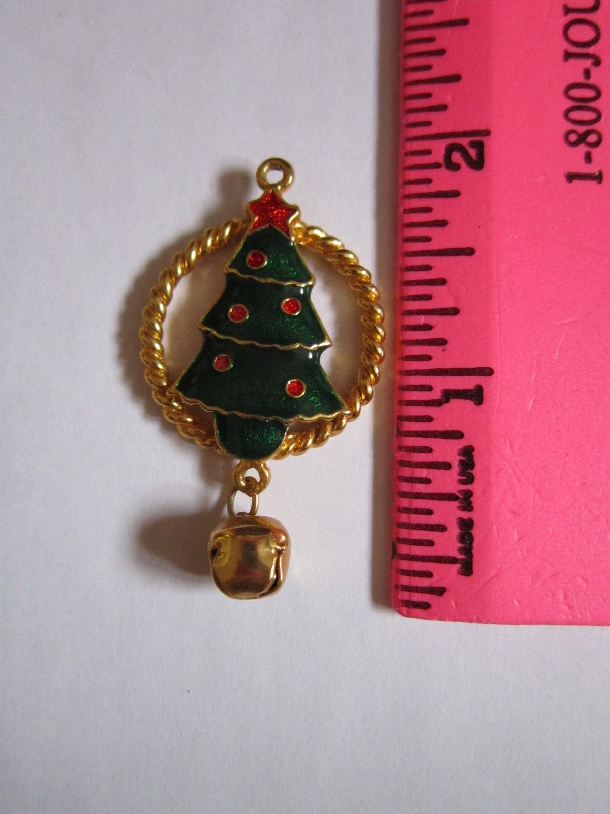 Vintage Christmas Pendant ONLY Necklace No Chain Charm Goldtone Jingle Bell