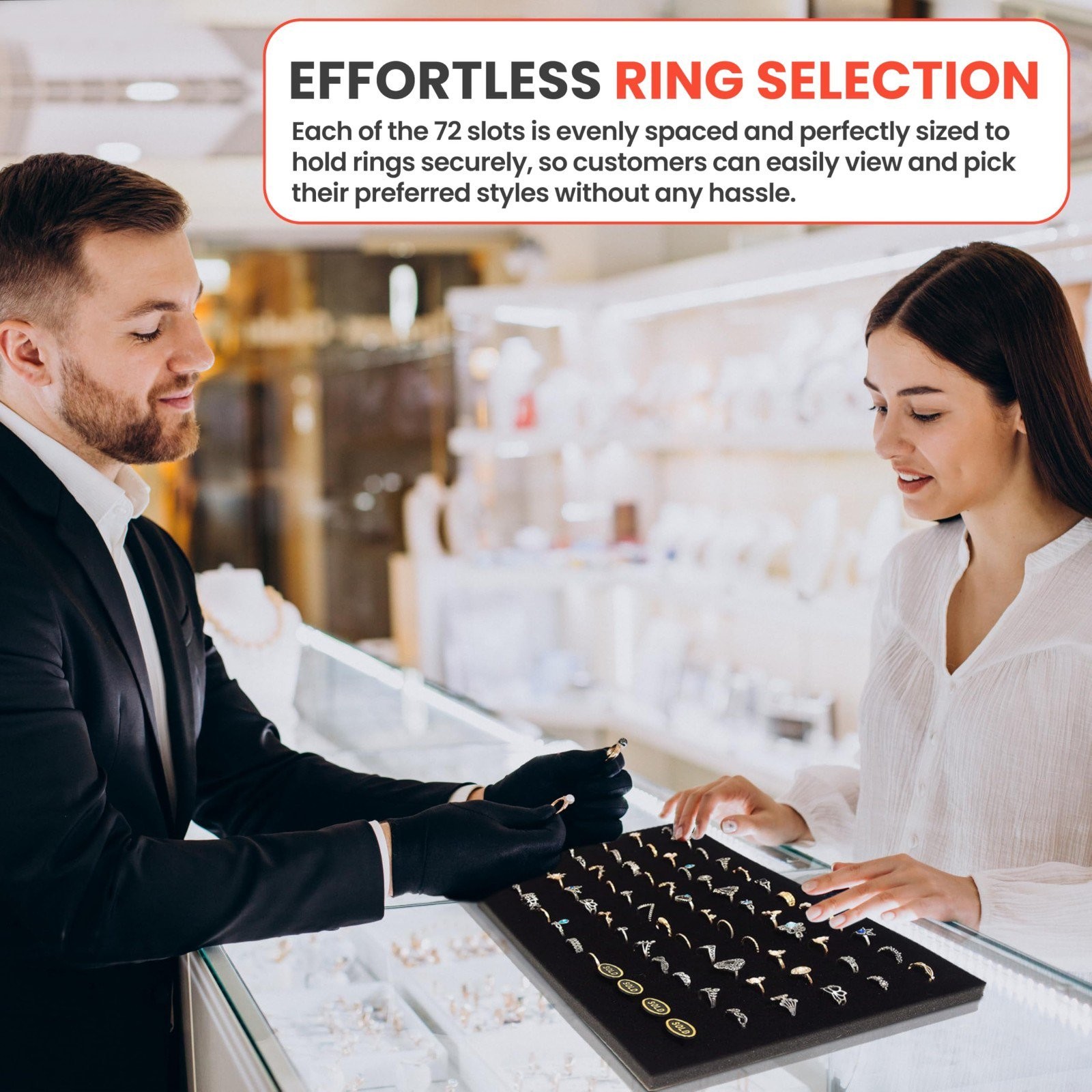 Novel Box 144 Ring Earring Jewelry Tray Foam Black Velour Liner Insert – 2 Pack