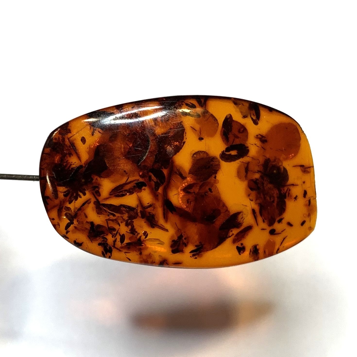 Vintage Natural Baltic Amber Brooch Pin with Inclusions 1-5/8” 5.43 Grams