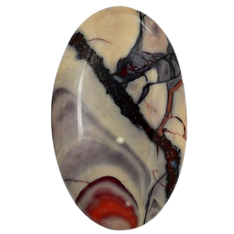 Natural Porcelain Jasper 23.4×38.5×5.8mm Oval Shape Polished Gemstone LS91-05717