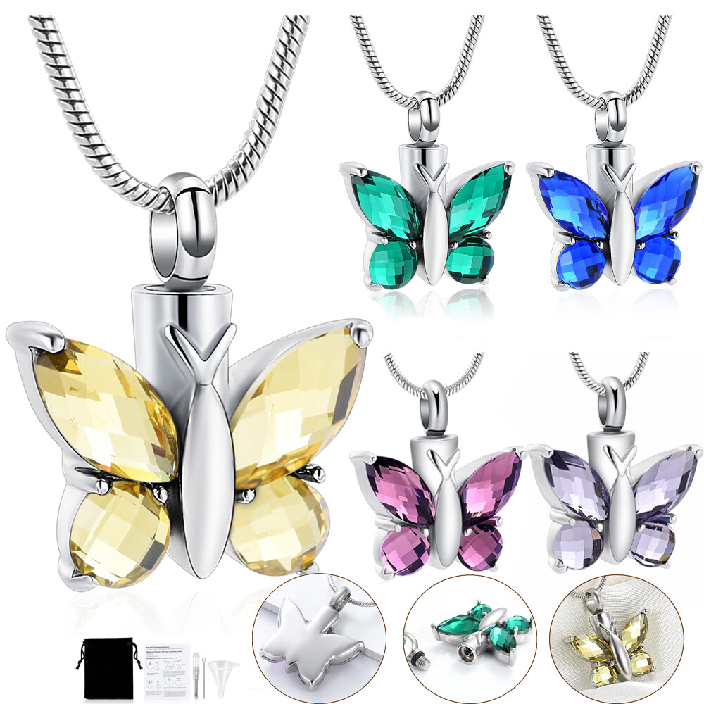 Butterfly Cremation Necklace for Ashes-Urn Neckalce for Women Cremation Jewelry