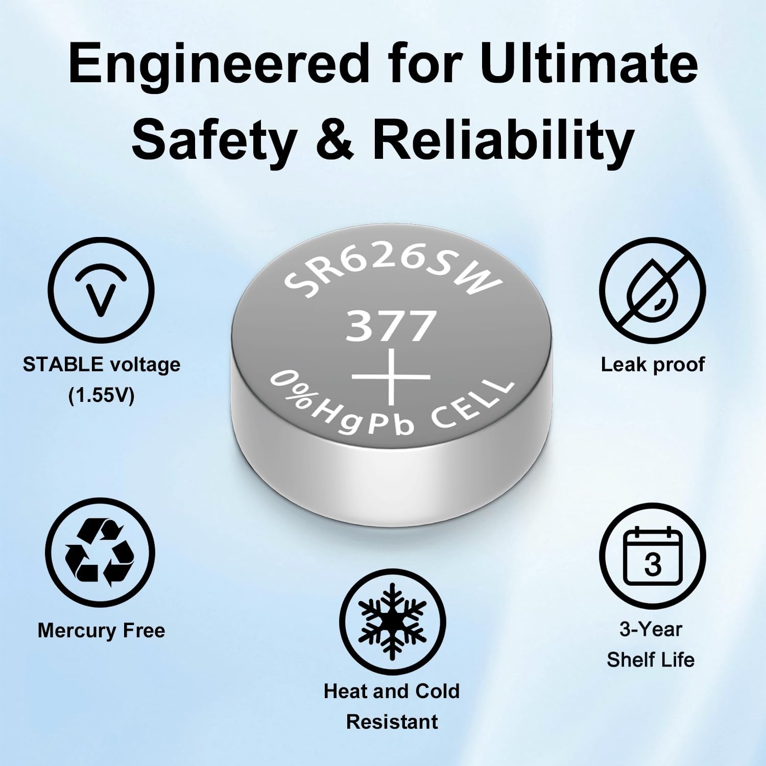 80 Pack SR626SW Watch Battery – Long-Lasting Silver Oxide LR626 AG4 376 Coin Cel