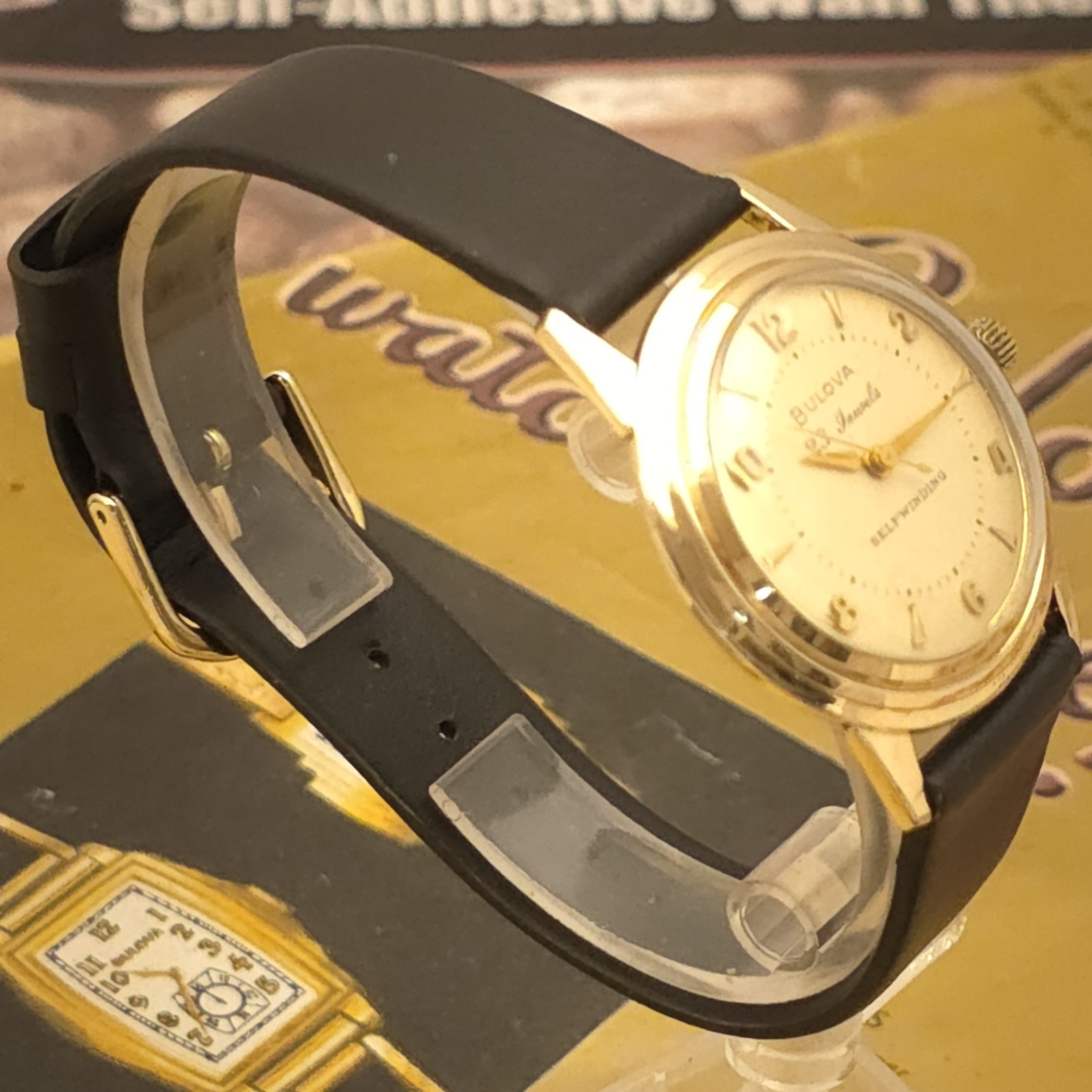 TW7 23j SHARP 1956 UFO BULOVA FLYING SAUCER SELF WIND 14k GOLD FILLED SS RUNS A+