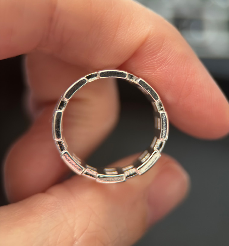 Sterling Silver Ring, 10mm Wide Band, Size 7 – Link Modern Geometric Design