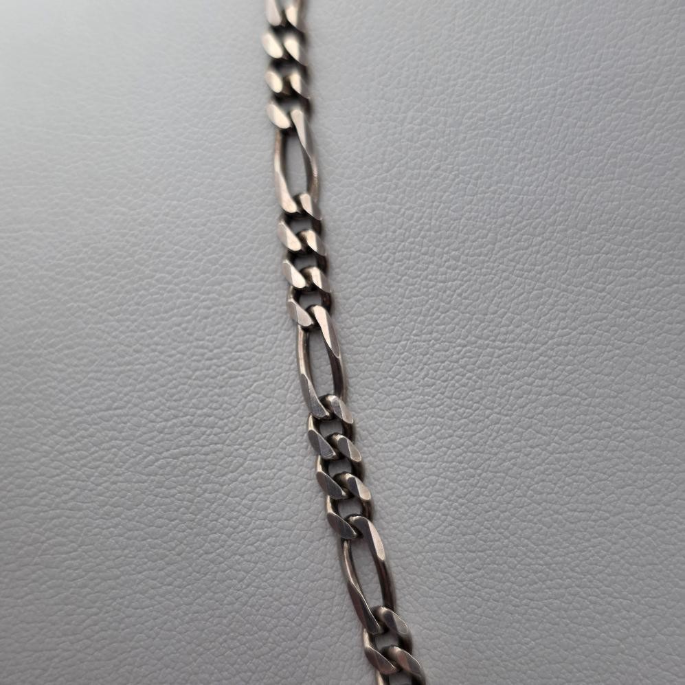 20″ Long 925 Sterling Silver 4mm Thick Diamond-Cut Figaro Link Chain Necklace