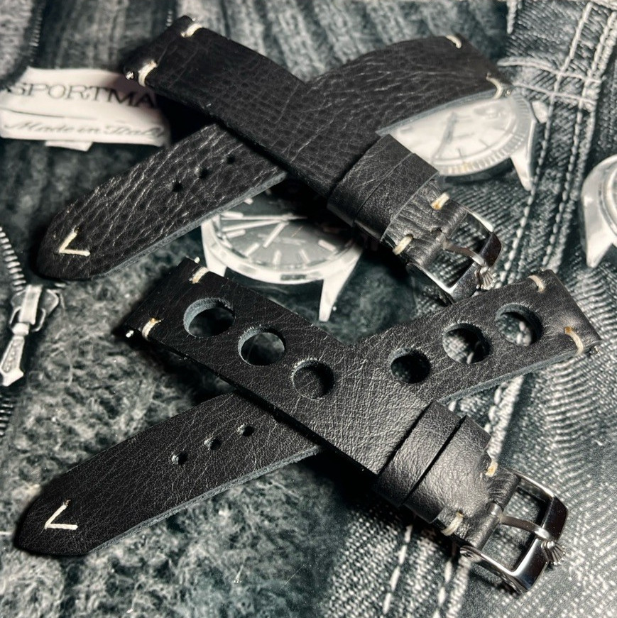 Silver Buckle To Fit Rolex,Swiss Made with H/M Italian Leather/Suede Watch Strap