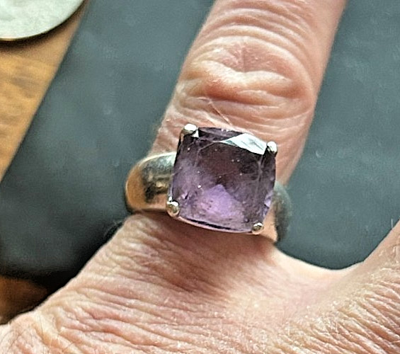 Amethyst in a Sterling Silver Setting Sz 7 Cushion Cut 5.11 cts Approx.