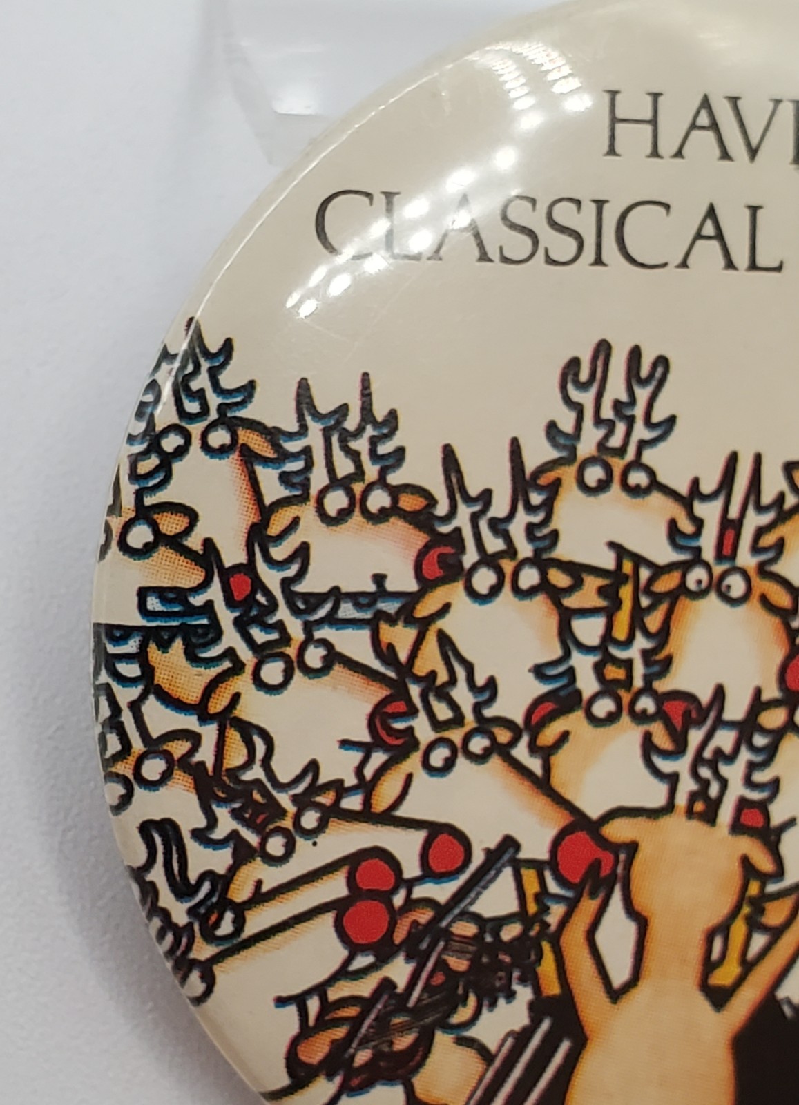 Have a Classical Holiday Button 2in Reindeer Orchestra Music Conductor Pinback