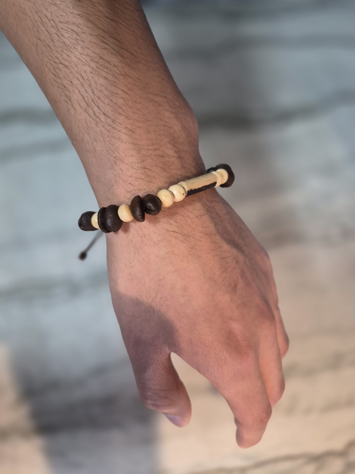 Natural Coffee Beans and Wood Bracelets
