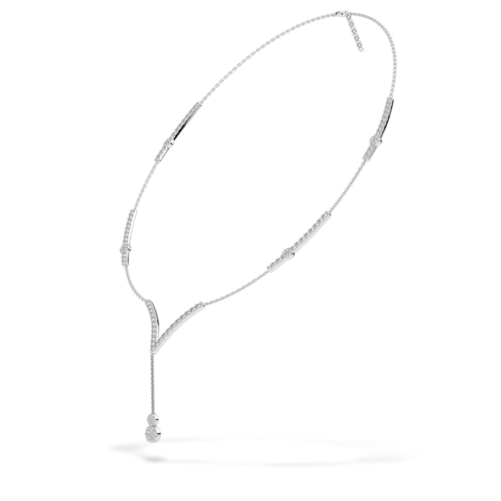 Elegant Round Cut Natural or Lab Grown Diamond Y Necklace in 10K 14K 18K Gold