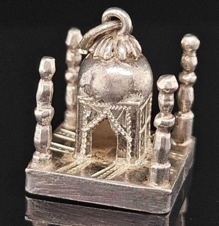 Sterling Silver TAJ MAHAL Charm Pendant Indian 3D Temple Vintage