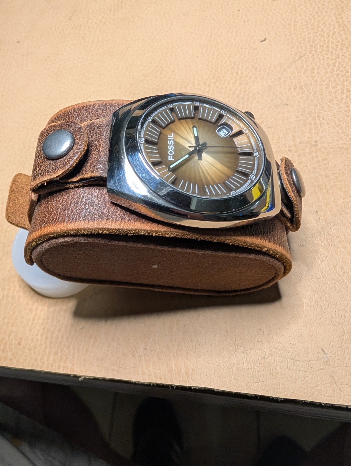 Fossil JR-8209 Retro 40mm Quartz watch Leather Bund Strap Running