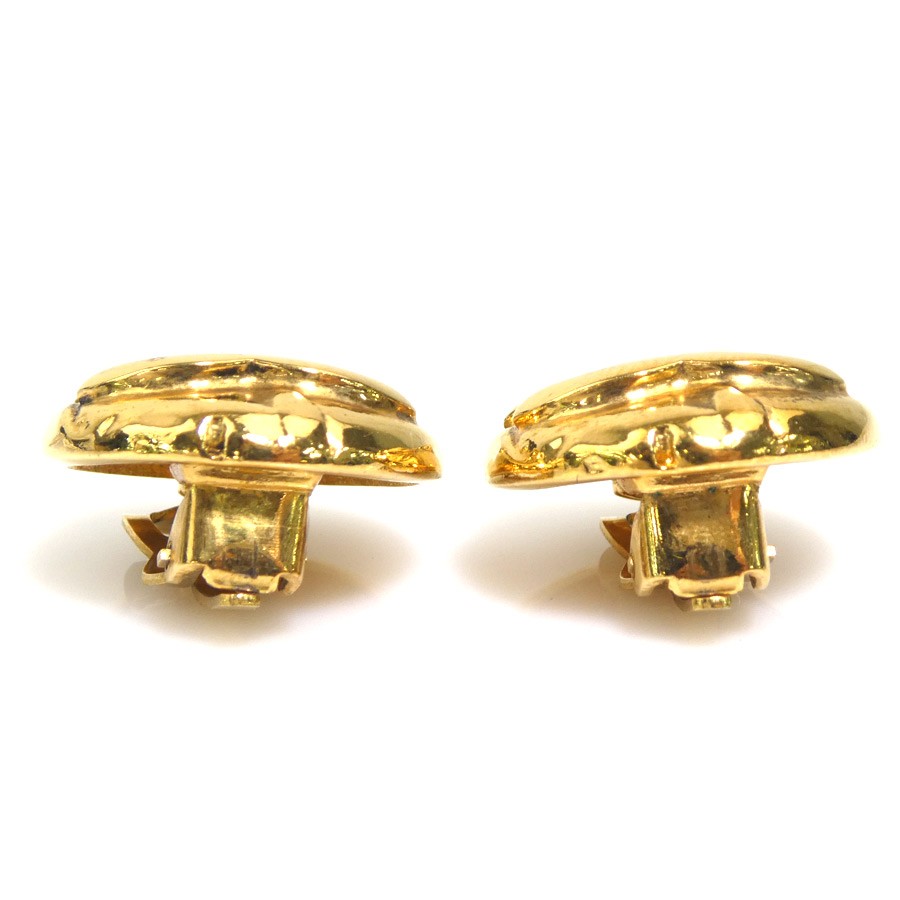 Auth CHANEL Vintage CC Logo Earrings Gold Metal – e62014i