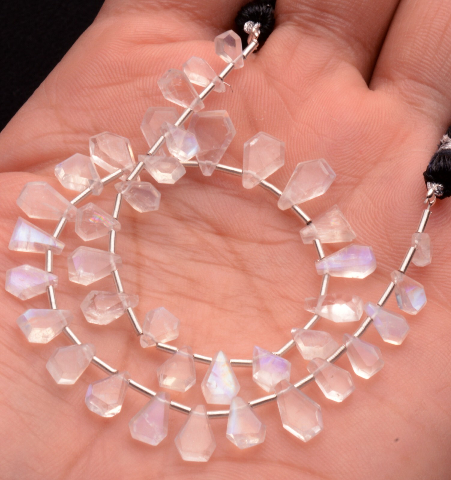 Blue Fire Rainbow Moonstone 5 to 8 mm Size Jewelry Making Beads 9″ Strand