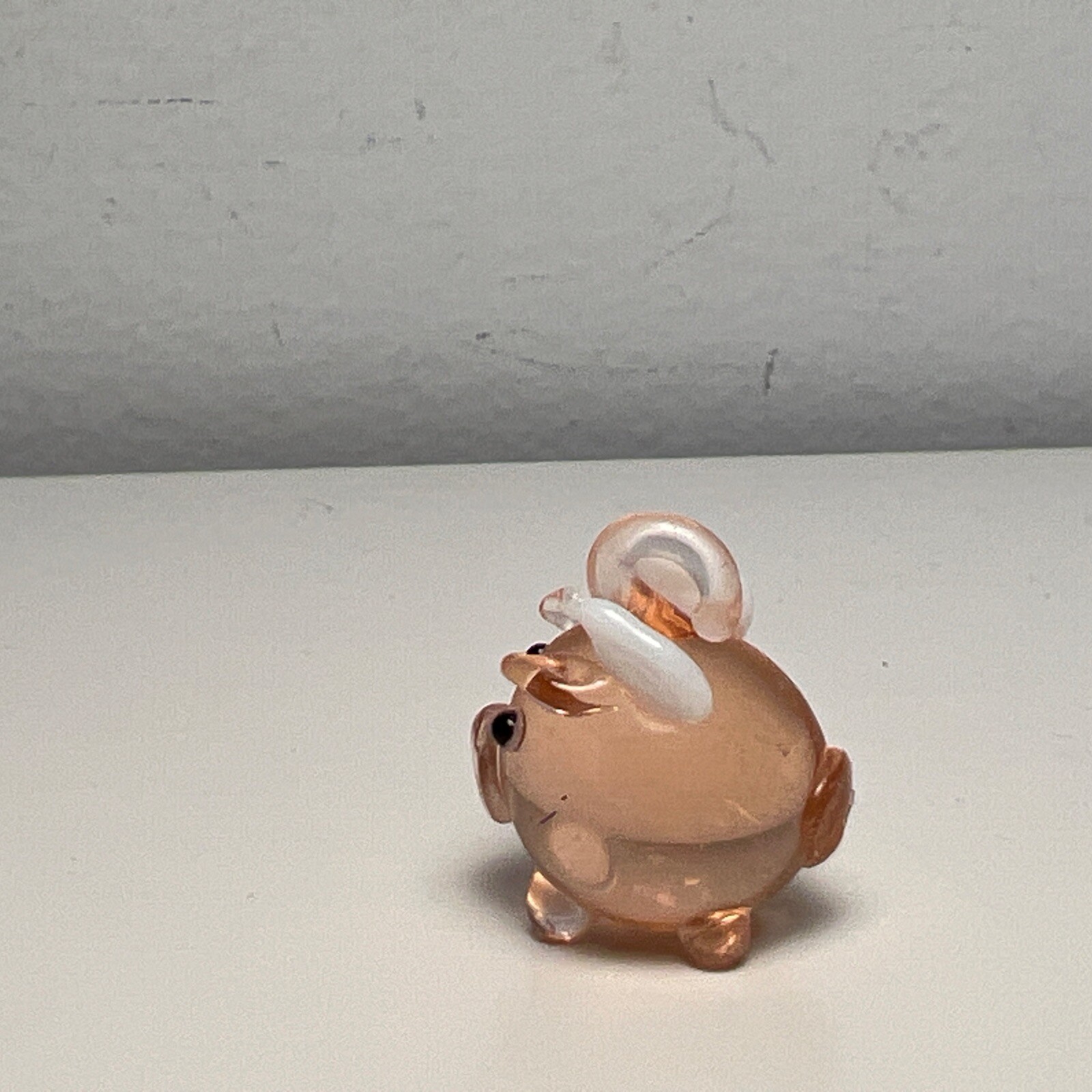 Mini Flying Pig Necklace Charm Ornament Pink Glass Hand Blown Christmas Tree .5″