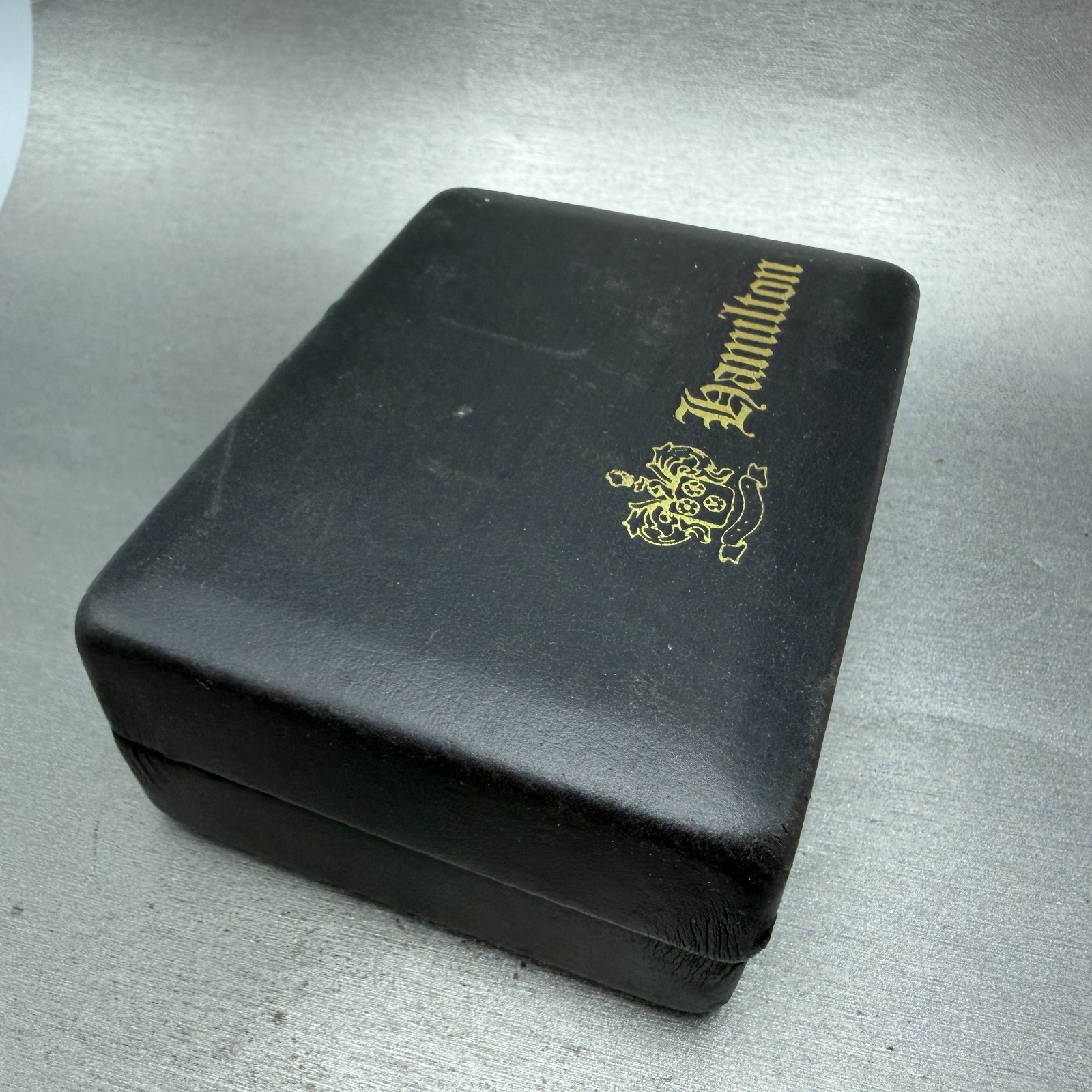 Hamilton Presentation Watch Box Case Black Cream W/Manuals Vintage Masterpiece