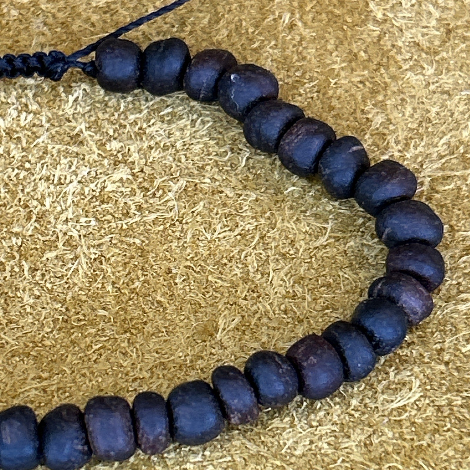 Handmade Rustic Black Walnut Wood Bead Bracelet 8” NEW Handmade Wood Bead