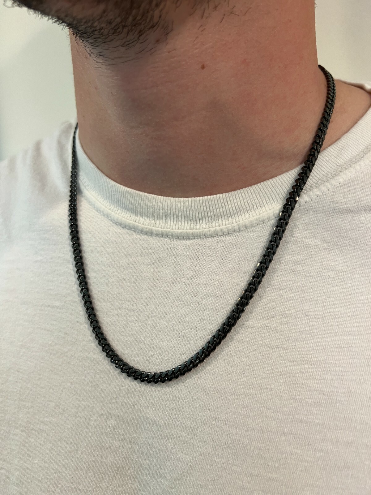 5mm Miami Cuban Link Necklace Black Oxidized Rhodium Real 925 Sterling Silver