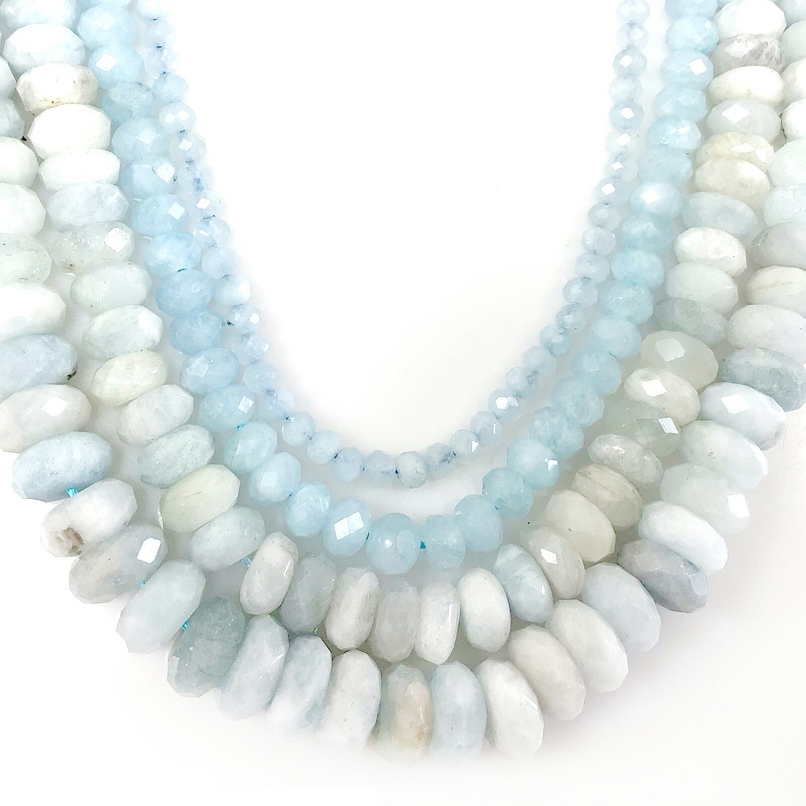 Gemstone Aqua Blue aquamarine Faceted Rondelle Bead 15″ strand 4mm 6mm 8mm 10mm
