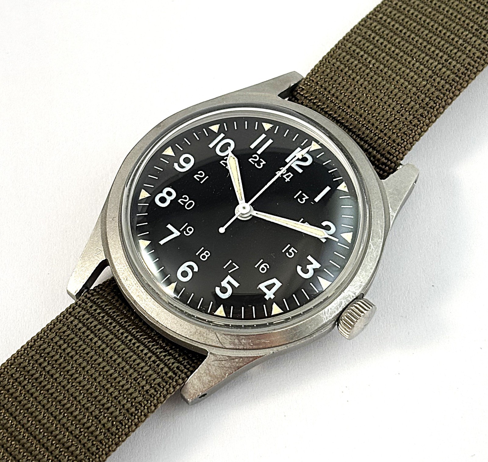 Vintage Benrus Stainless Steel GG-W-113 US Military Mens Watch Vietnam Dec 1970