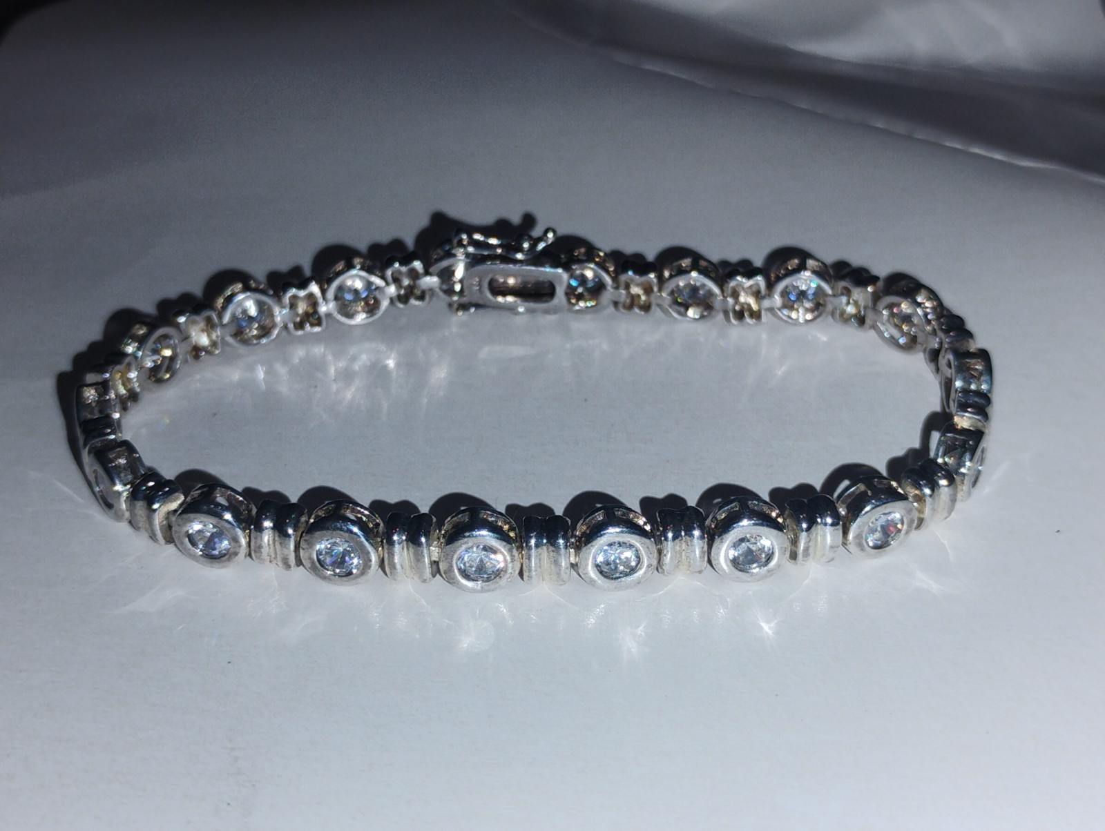 FJC Finejewelers 925 Sterling Silver Bezel CZ Tennis Bracelet 7.25″