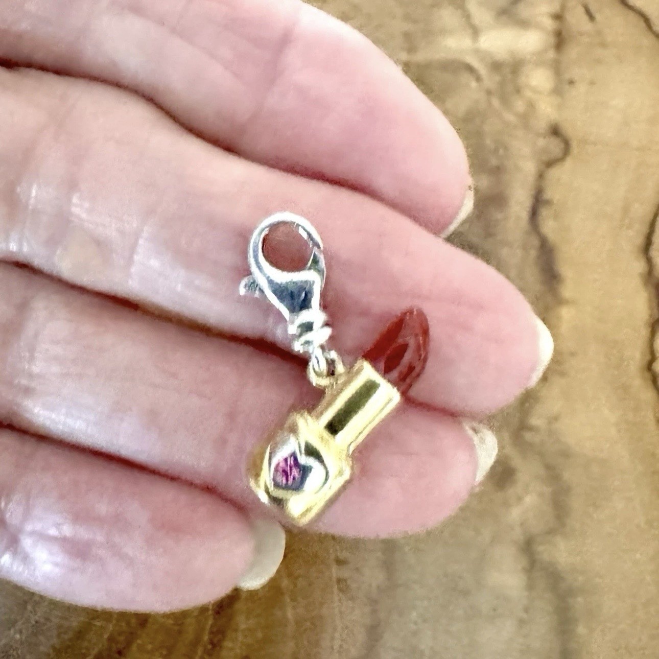 SILPADA Lipstick Charm “Read My Lips” C2588 Sterling Silver & Brass, Clip-on NEW