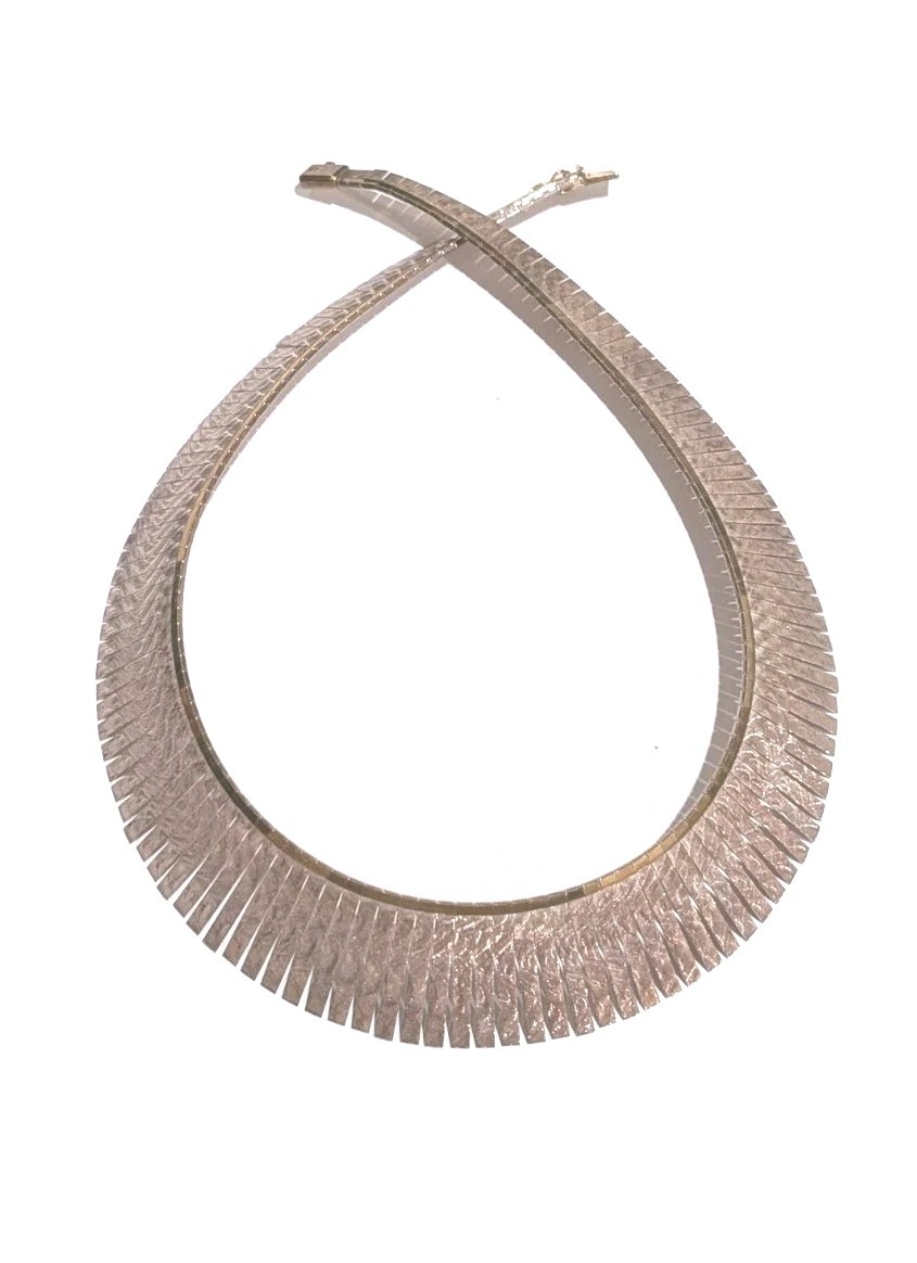 Vtg Vior FGS Italy Sterling Silver Etched 6-25mm Graduated Collar Necklace 41 Gr