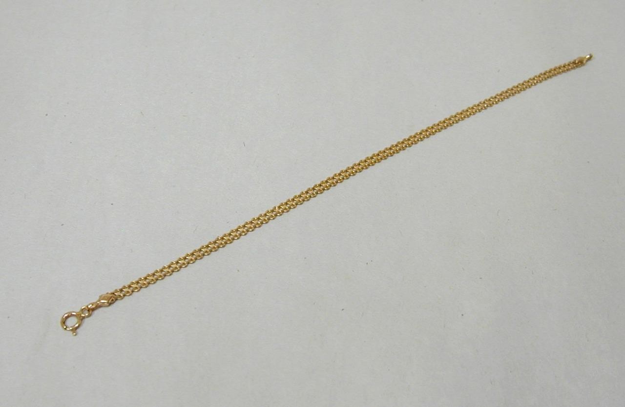 Vintage 14K Yellow Gold Italian 3mm Bismarck Link Chain 7” Bracelet Solid 585
