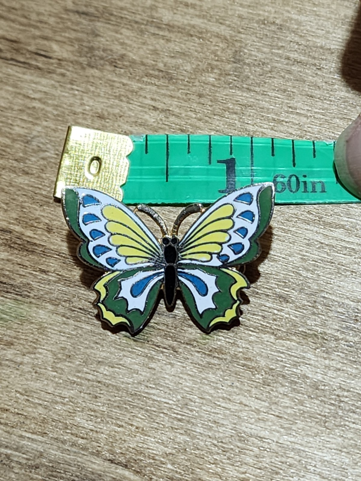 Vtg Korean Enamel Butterfly Pin Signed Korea 1.74″w X .5″t Good Condition