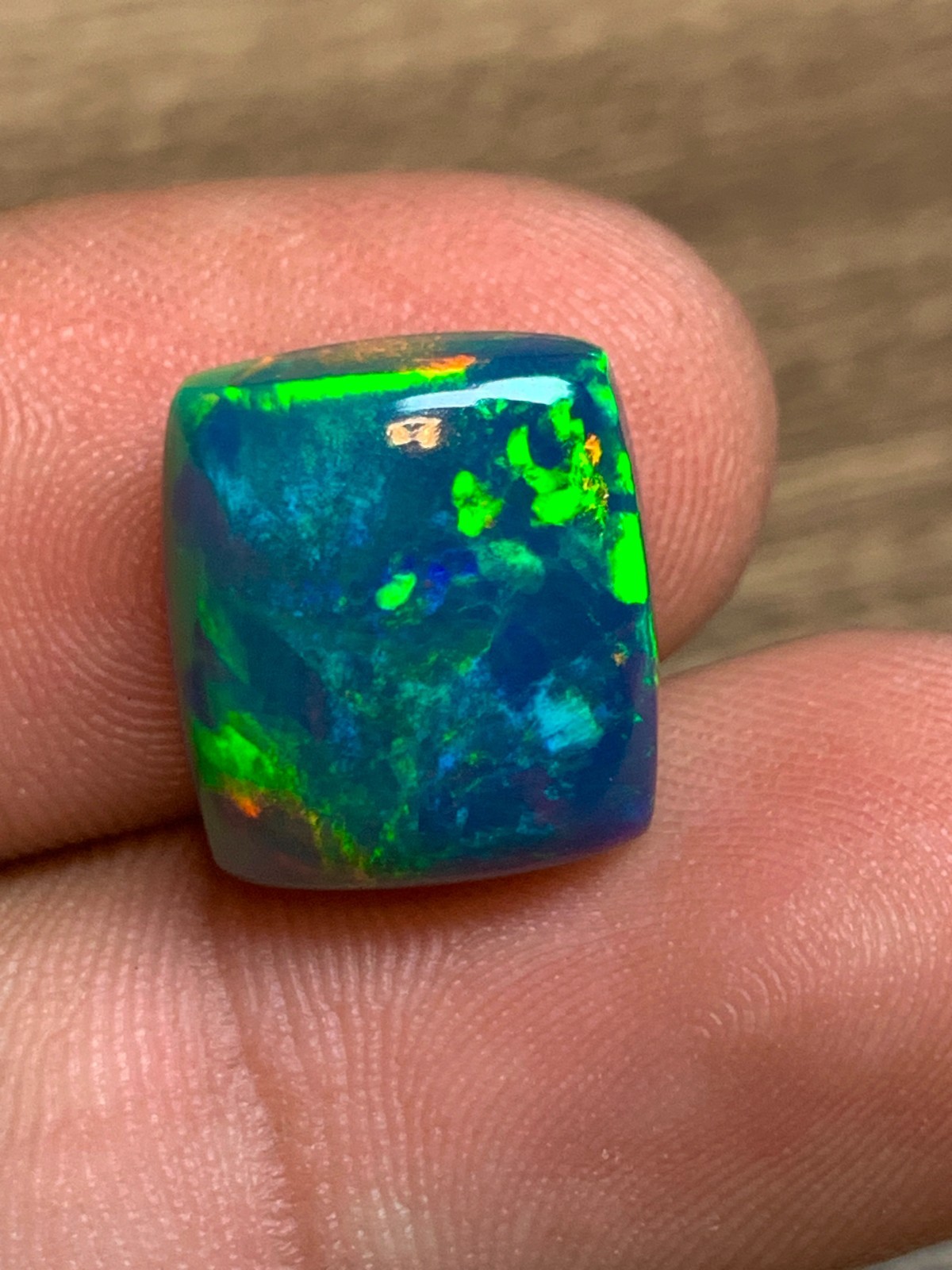 Ethiopian Black Opal 5.80crt Cushion Cabochon Rainbow Loose Gemstone for Jewelry