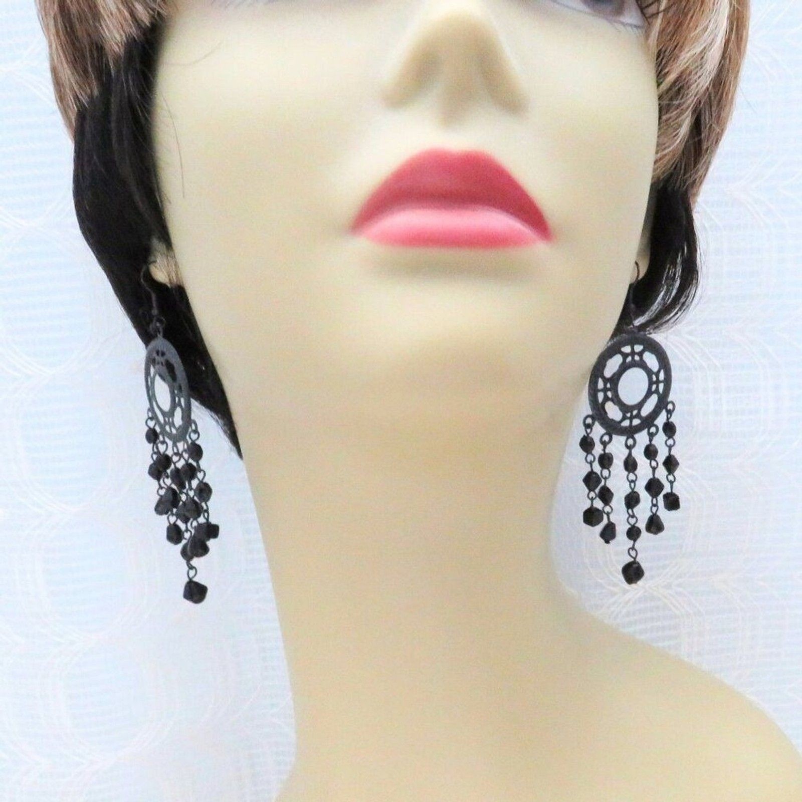 Chandelier Earrings Women Black Dangles Boho Gypsy Style Casual Goth Witchy Long