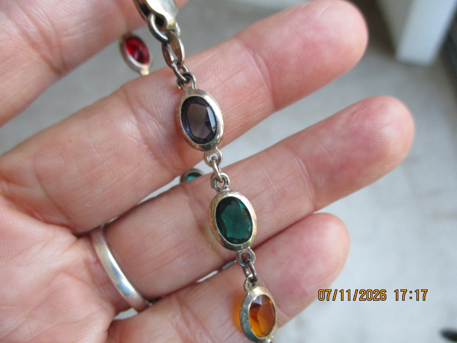 Vintage Milor Tennis Bracelet 925 Sterling Silver Italy Multi Colored Stones