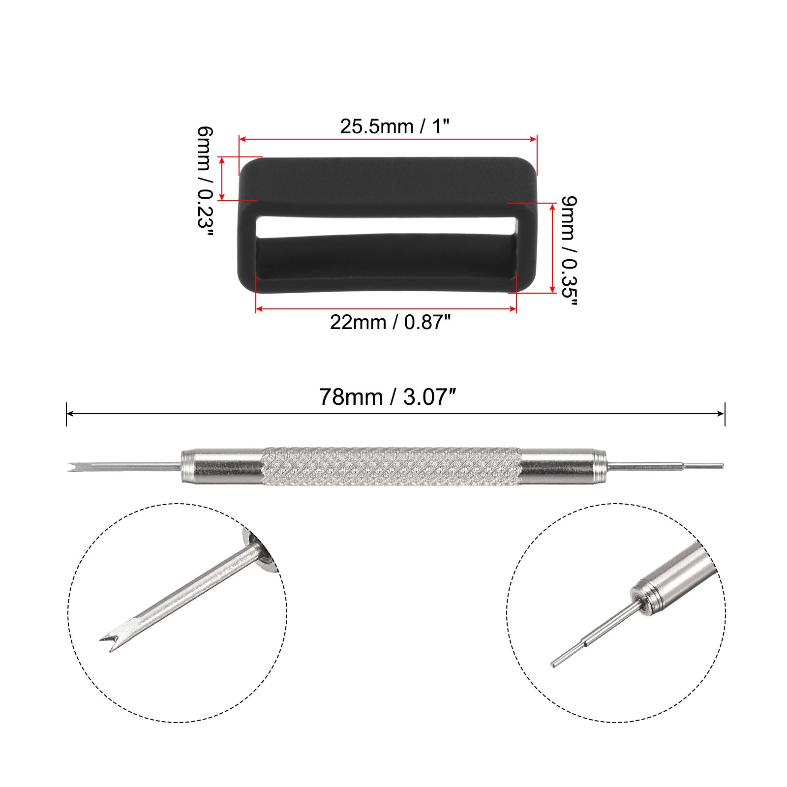 Watch Band Strap Watch Retainers for 22mm Width Watch Band Mix Colors 1Set