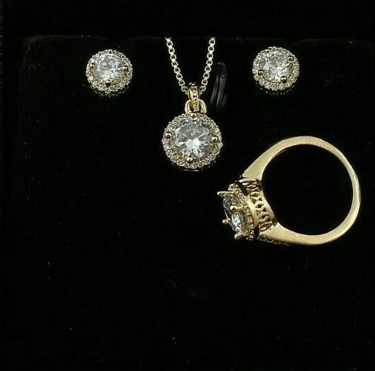 Pendant Necklace Set Earring Ring Wedding Sets Women Cubic Zirconia Jewelry Gift