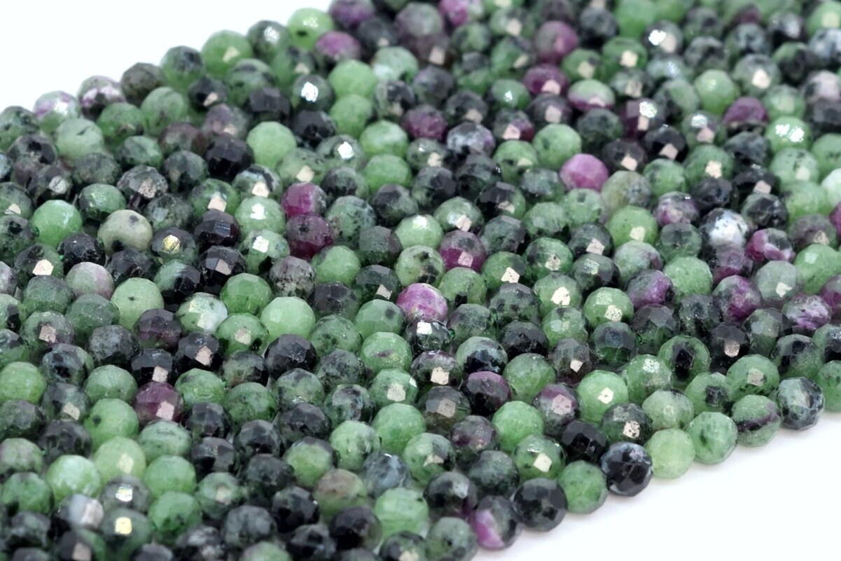 4MM Ruby Zoisite Beads Grade AAA Natural Gemstone Faceted Round Loose Beads 15″