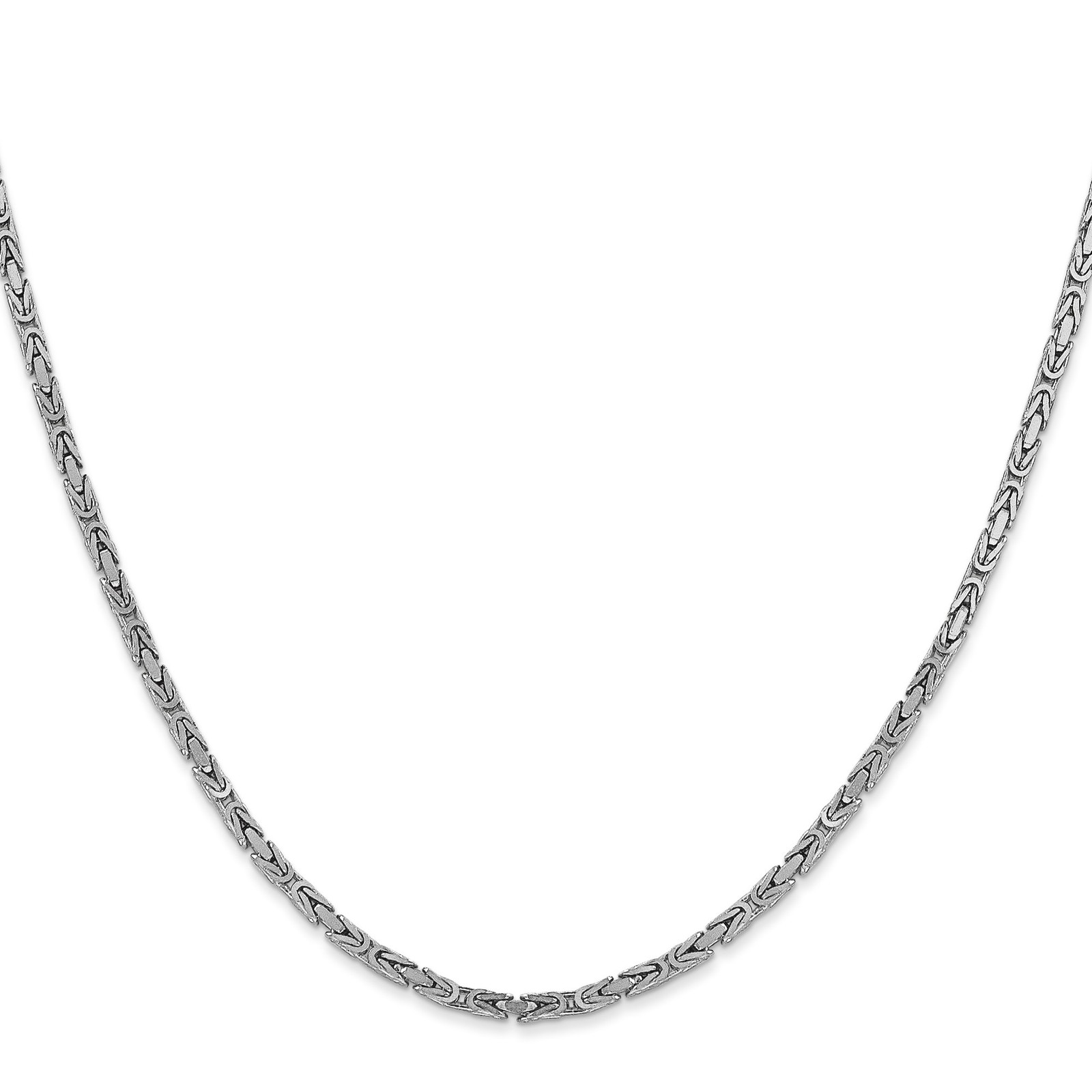 14K White Gold 2mm Byzantine Chain Necklace 16-24 Inch Mens Womens