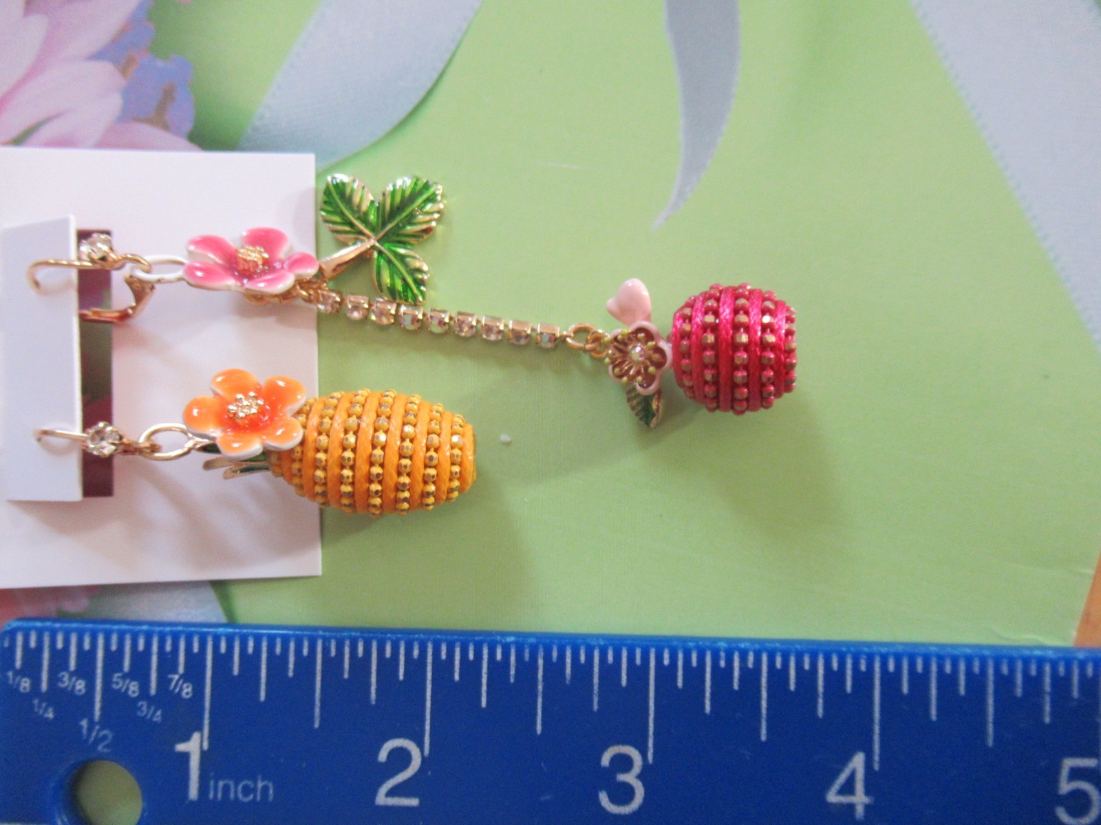 BETSEY JOHNSON Authentic Lovely Fruits And Flowers Mismatched Earrings NWT