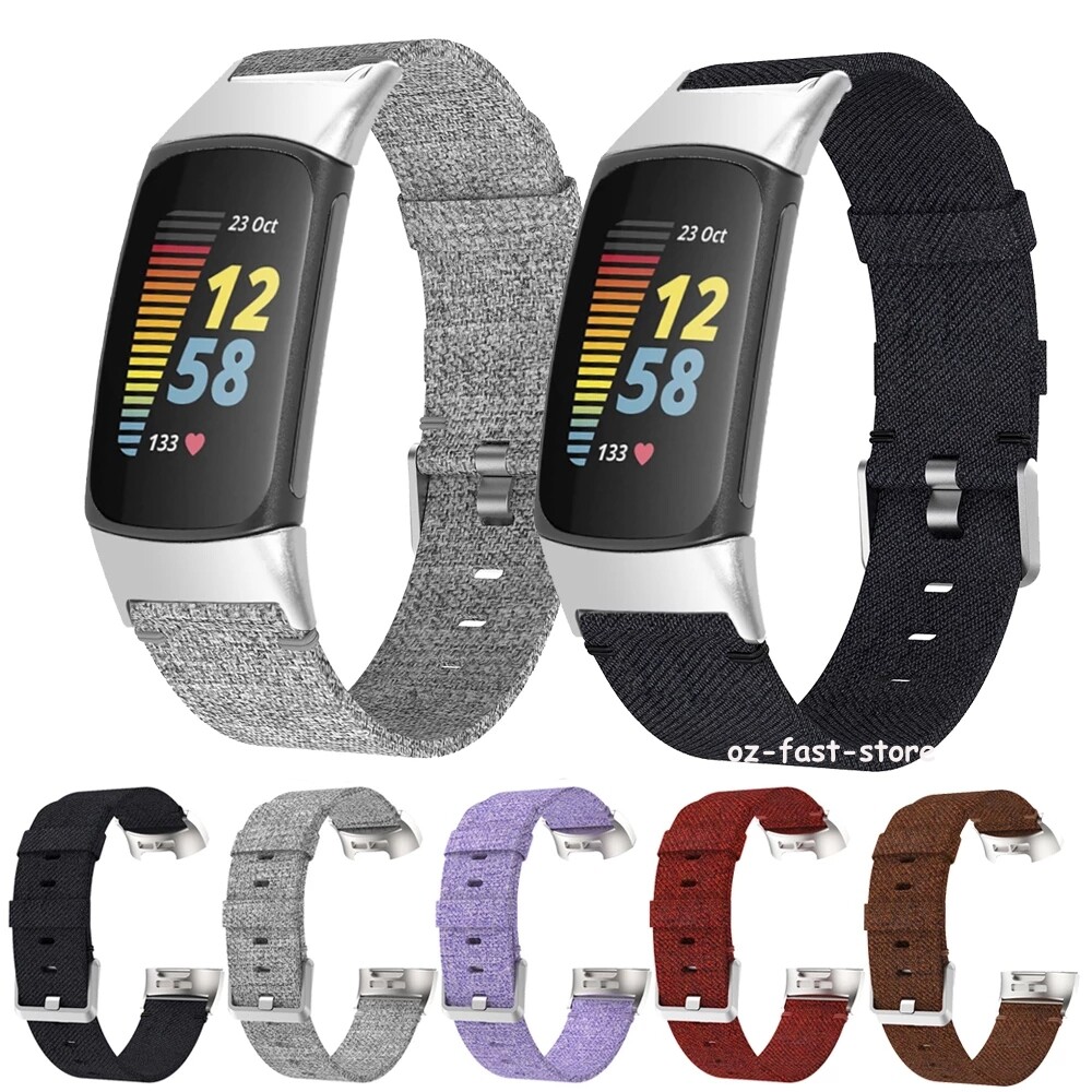 Woven Canvas Fabric Wirst Strap For Fitbit Charge 6 Band Replacement Watch Strap