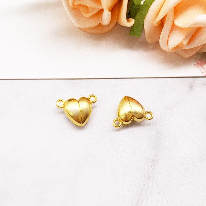 15Pairs Gold Tone Heart Metal Magnetic Clasp Closure Finding Connector ZF37-S