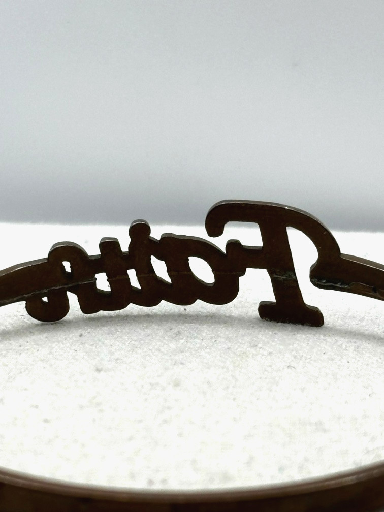 FAITH Word Script Name Bronze Metal Bangle Bracelet 8 Inch