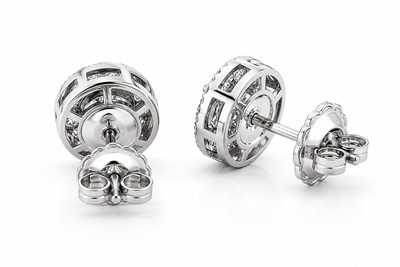 Lab Grown Diamond Cluster Stud Earrings 0.59 CT 14K White Gold EFG VS2