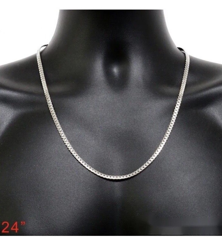 925 Sterling Silver Miami Cuban Curb Chain Necklace 18-24″ MEN WOMEN 4mm
