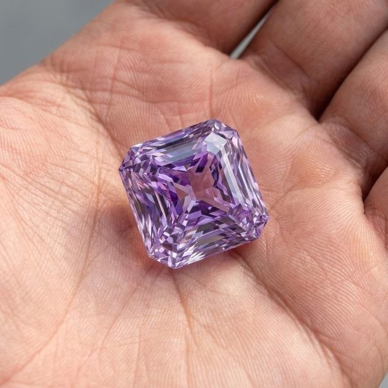 2 Ct Purple Color VVS1 Diamond Asscher Cut Premium Quality Gemstone 8 MM